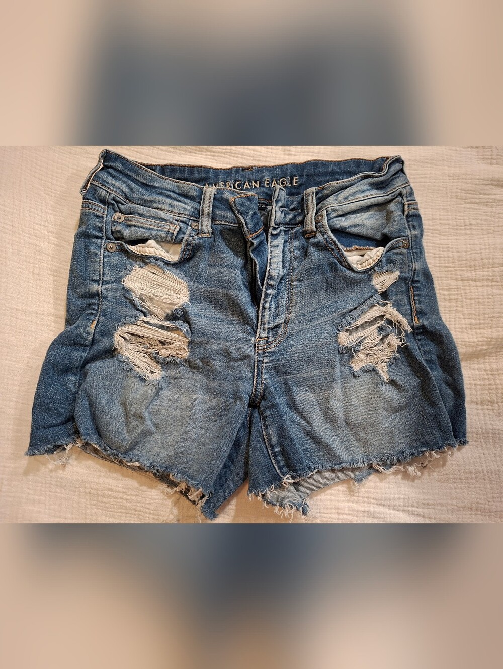 American Eagle Outfitters Distressed Denim Cutoff Shorts - Blue